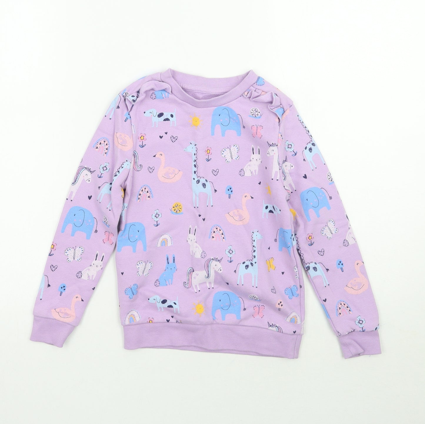 George Girls Purple Geometric  Pullover Jumper Size 5-6 Years
