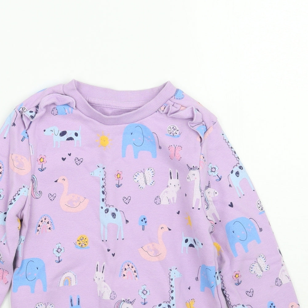 George Girls Purple Geometric  Pullover Jumper Size 5-6 Years