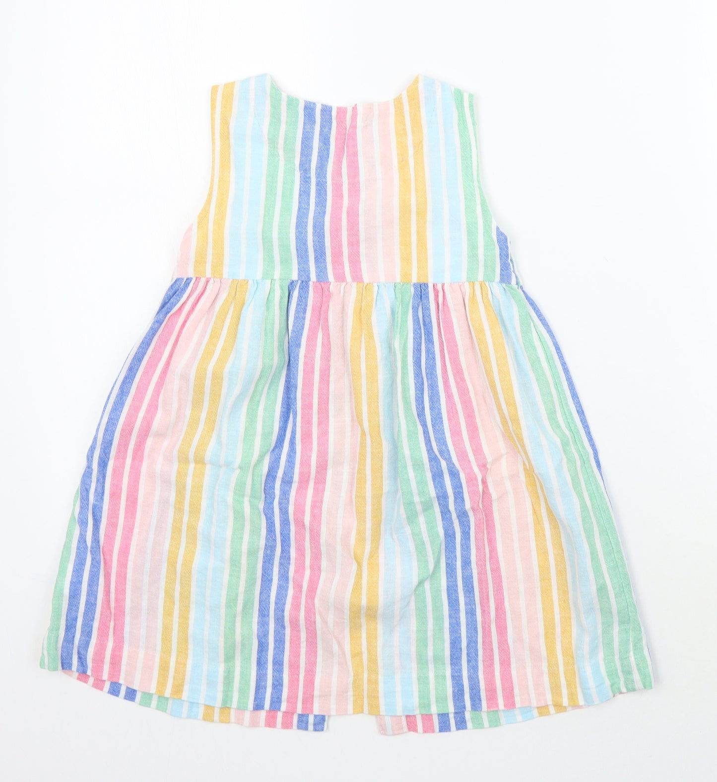 NEXT Girls Pink Striped Ramie A-Line  Size 4-5 Years