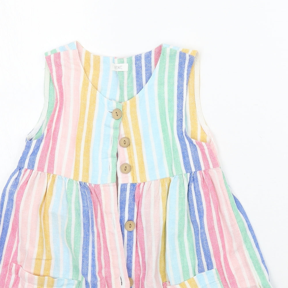 NEXT Girls Pink Striped Ramie A-Line  Size 4-5 Years