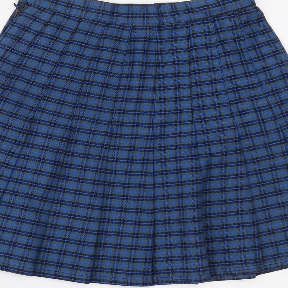 Monkhouse Womens Blue Plaid  Pleated Skirt Size 24 in