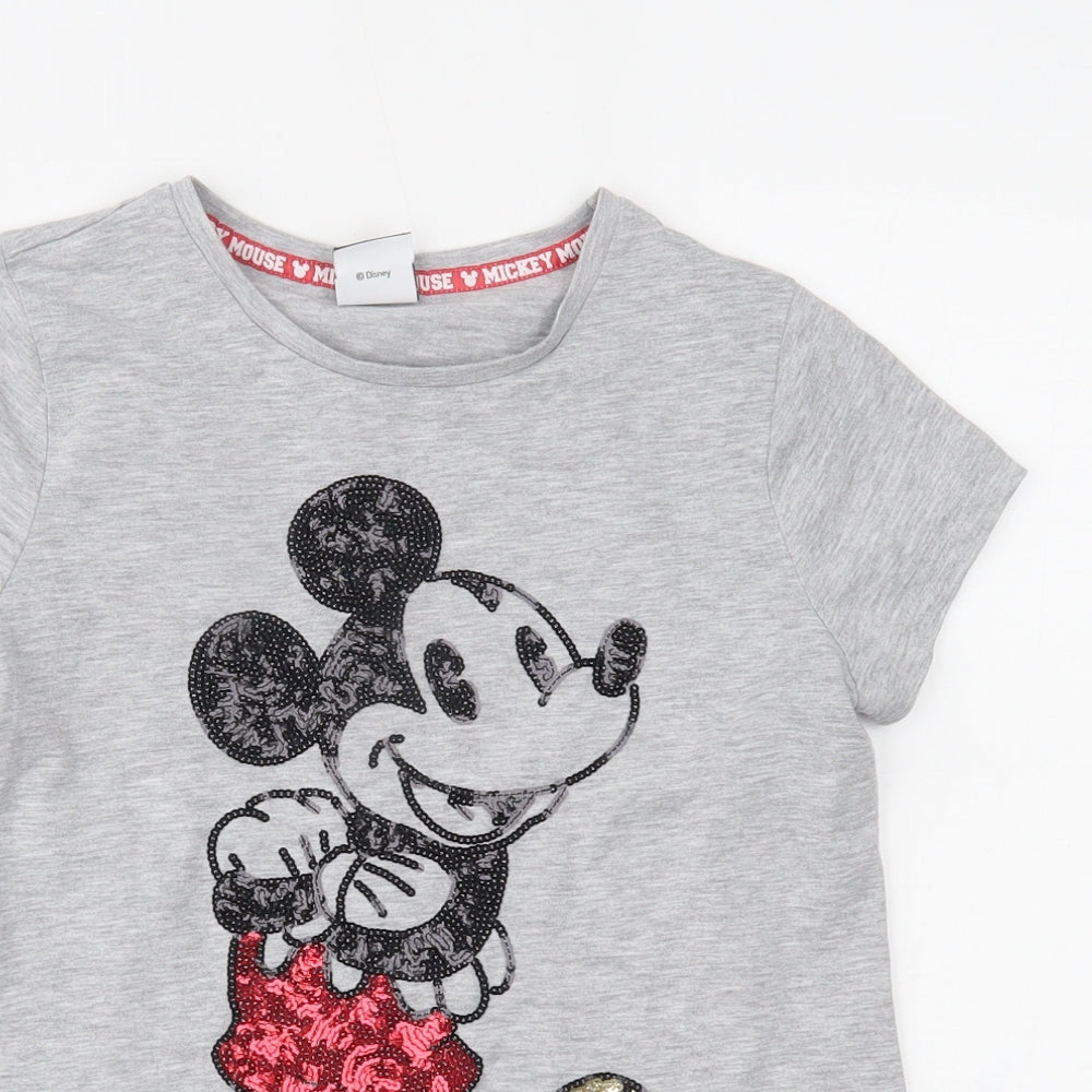 George Girls Grey   Basic T-Shirt Size 11-12 Years  - MICKEY