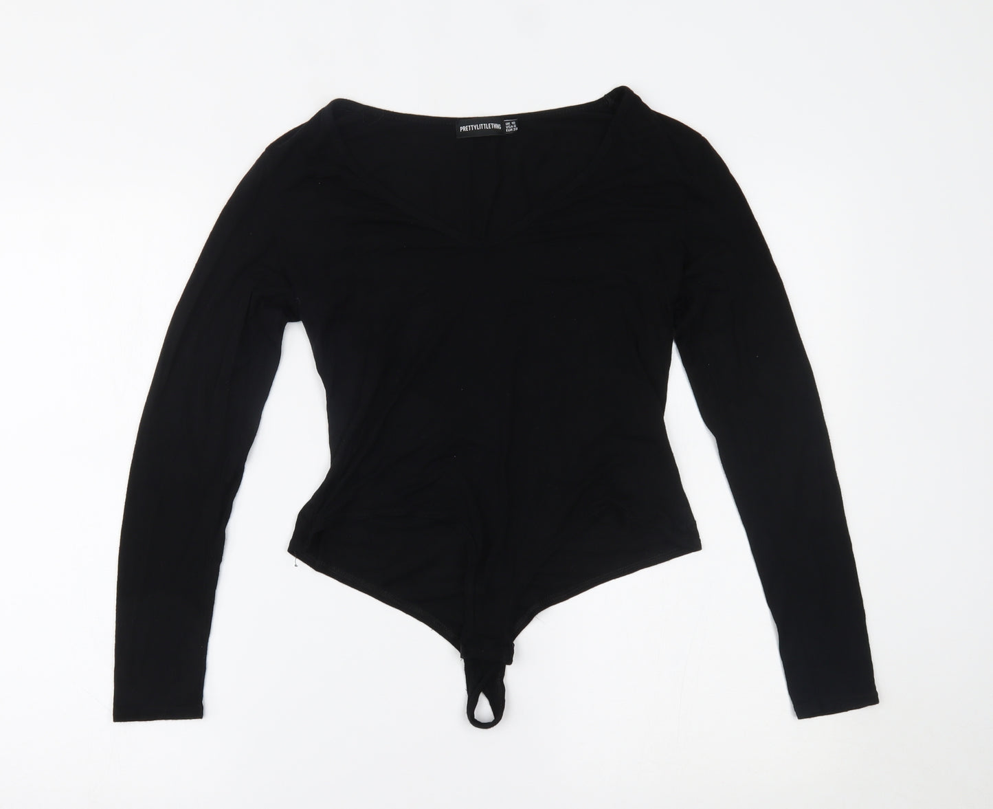 PRETTYLITTLETHING Womens Black   Bodysuit One-Piece Size 10