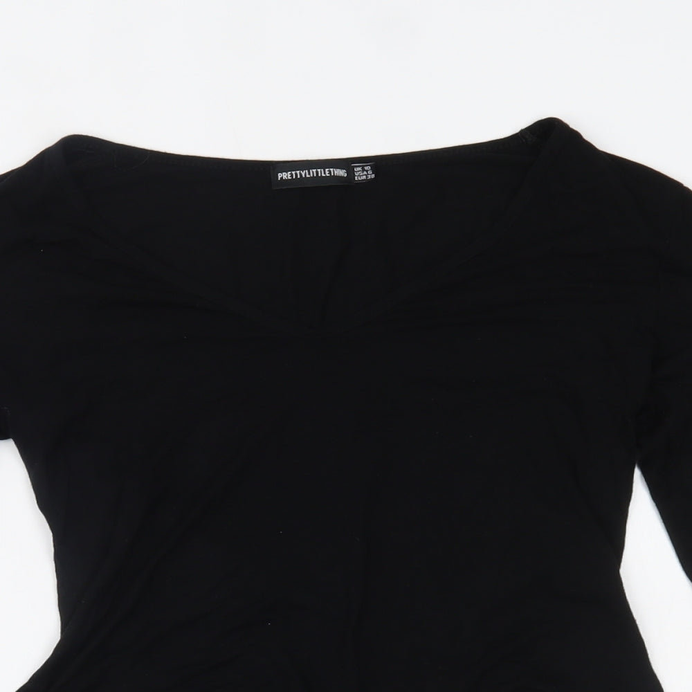 PRETTYLITTLETHING Womens Black   Bodysuit One-Piece Size 10