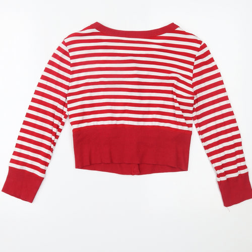 Jane Norman Womens Red Striped  Cardigan Jumper Size 14