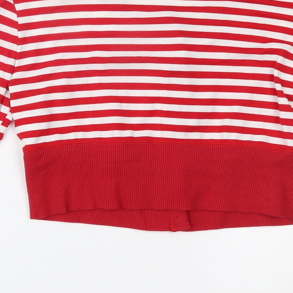 Jane Norman Womens Red Striped  Cardigan Jumper Size 14