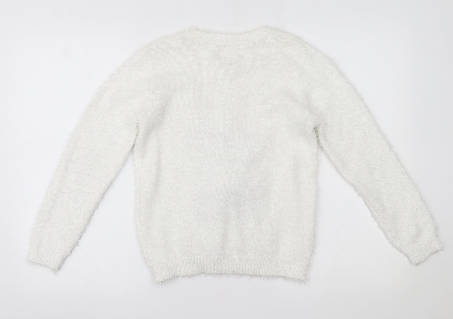 F&F Girls White   Pullover Jumper Size 9-10 Years  - christmas