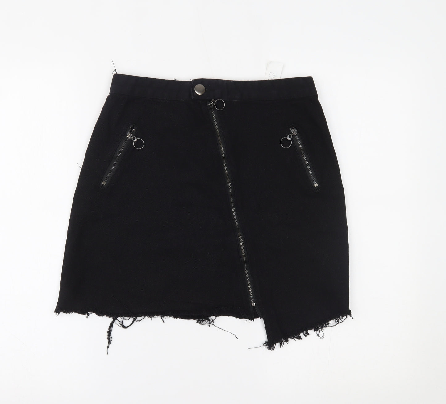 PRETTYLITTLETHING Womens Black  Denim Mini Skirt Size 8