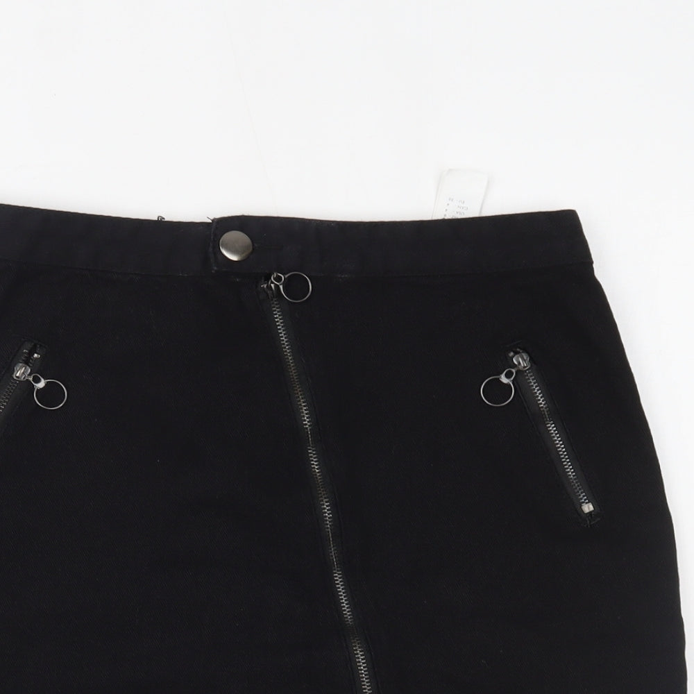 PRETTYLITTLETHING Womens Black  Denim Mini Skirt Size 8