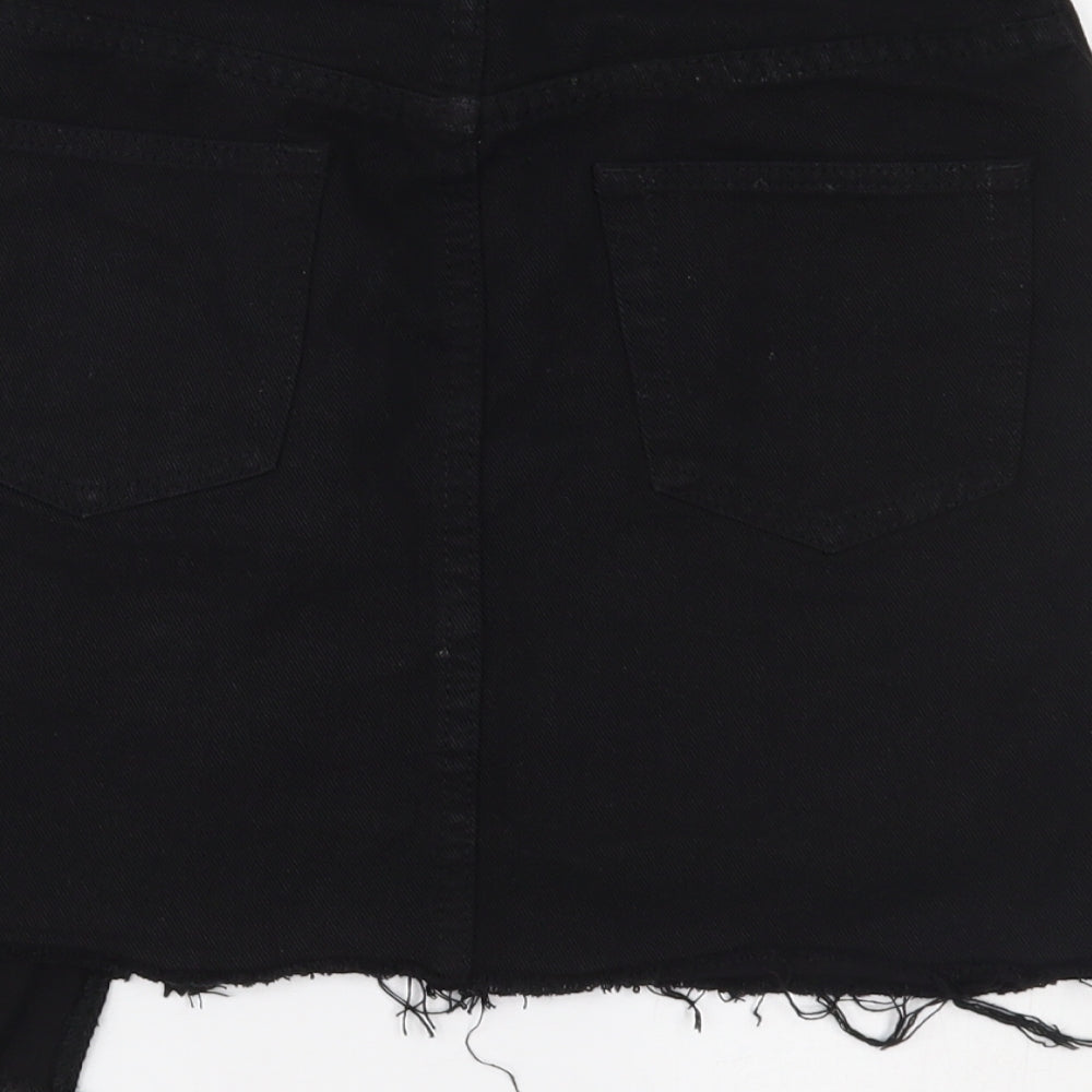 PRETTYLITTLETHING Womens Black  Denim Mini Skirt Size 8