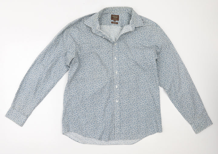 Heritage Mens Blue Floral   Button-Up Size 16.5