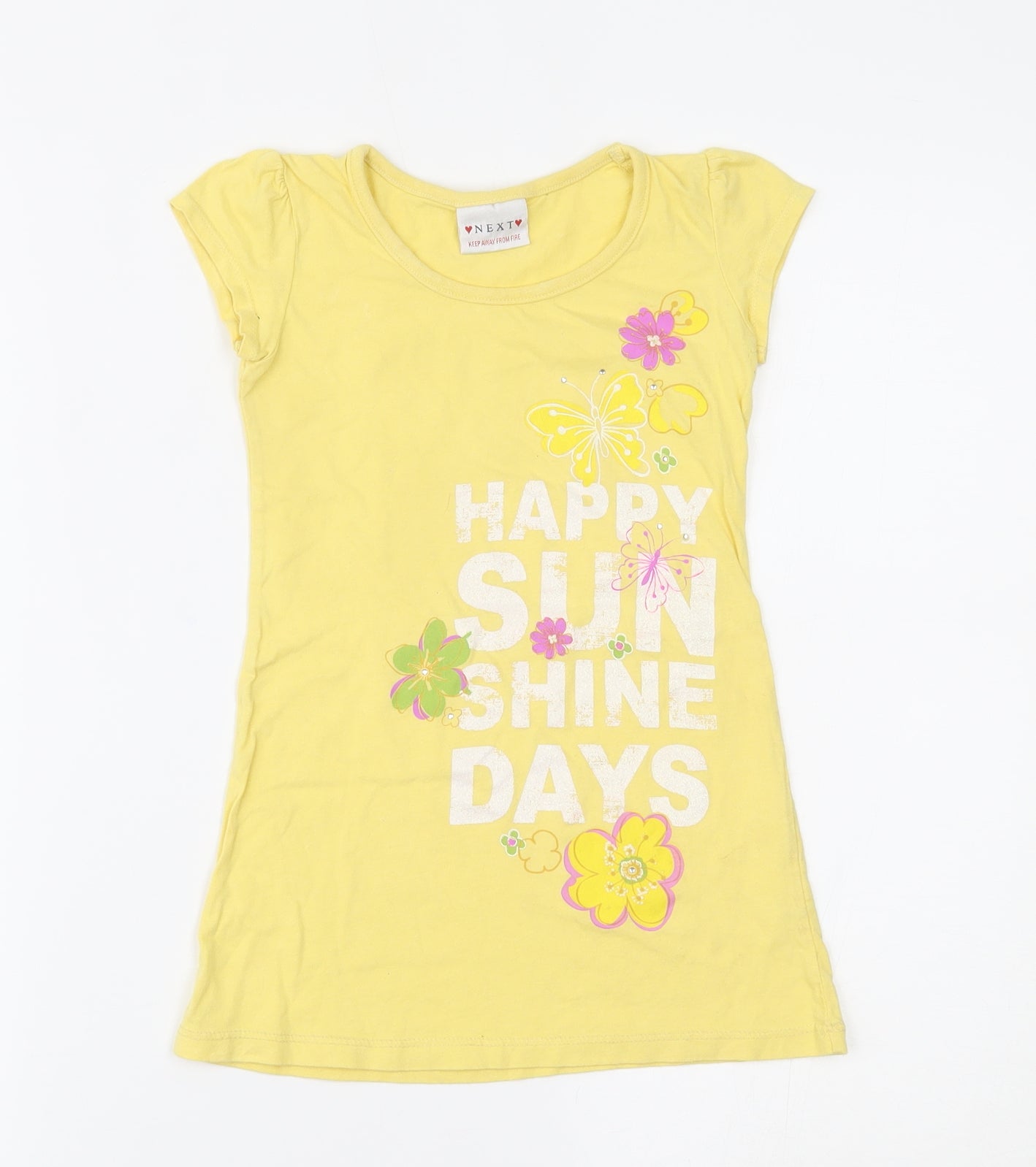 NEXT Girls Yellow   Basic T-Shirt Size 4 Years