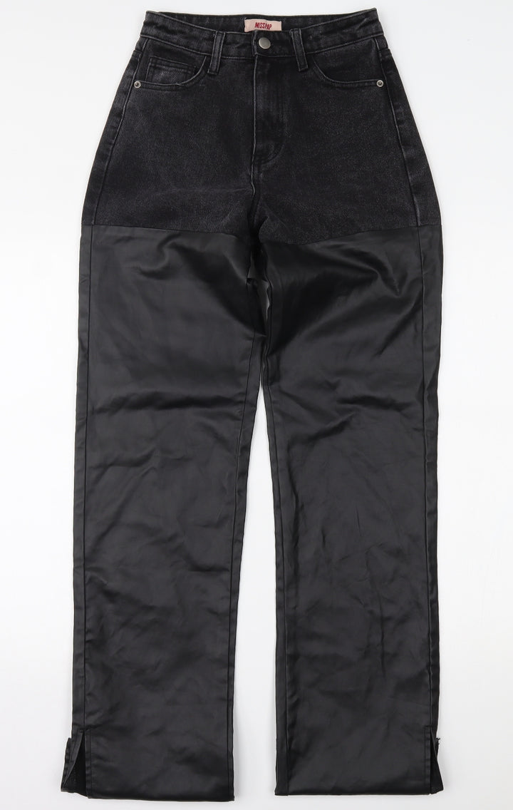 Misspap Womens Black  Denim Straight Jeans Size 6 L34 in