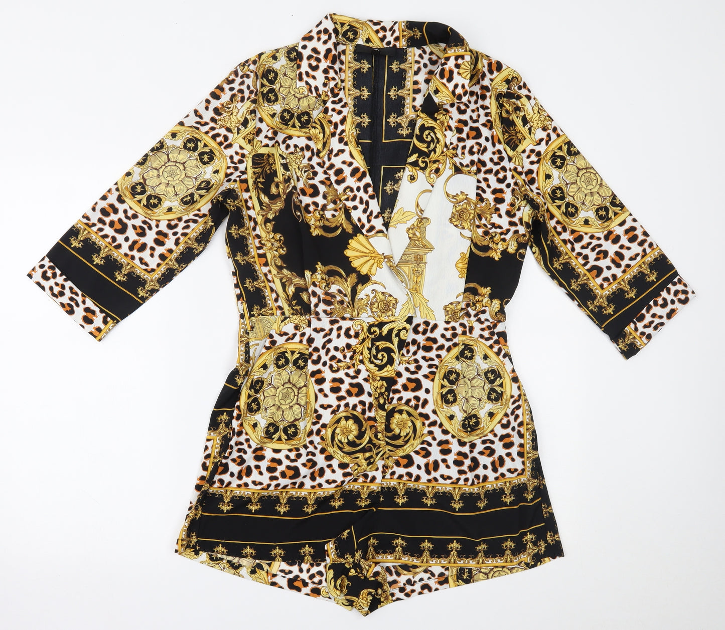 Missguided Womens Multicoloured Animal Print  Playsuit One-Piece Size 10
