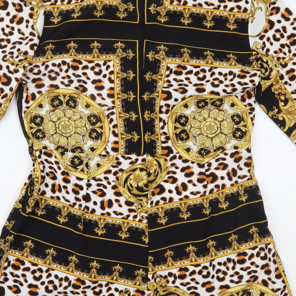 Missguided Womens Multicoloured Animal Print  Playsuit One-Piece Size 10