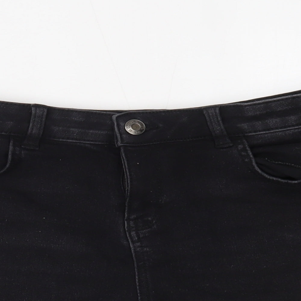 Primark Womens Black  Denim Cut-Off Shorts Size 12