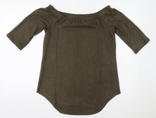 Front view of only & u women’s green basic blouse, size M