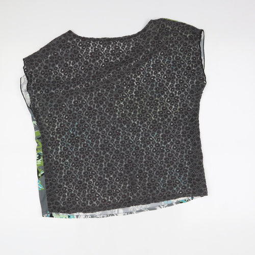 Preworn Womens Grey Floral  Basic Blouse One Size