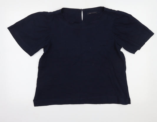 Front view of Marks & Spencer women’s blue basic blouse one size