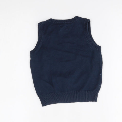 H&M Baby Blue Argyle/Diamond  Vest Jumper Size 12-18 Months