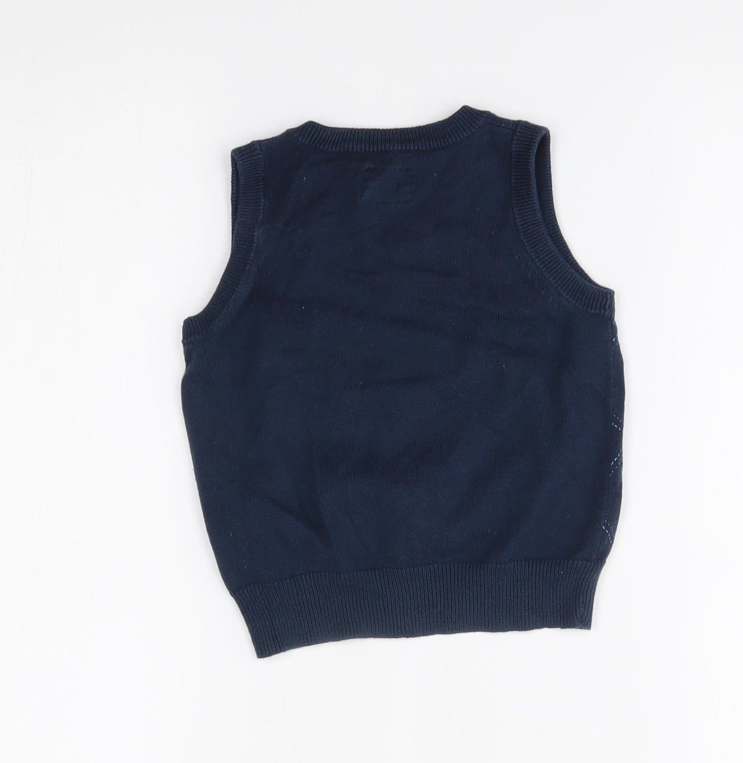 H&M Baby Blue Argyle/Diamond  Vest Jumper Size 12-18 Months