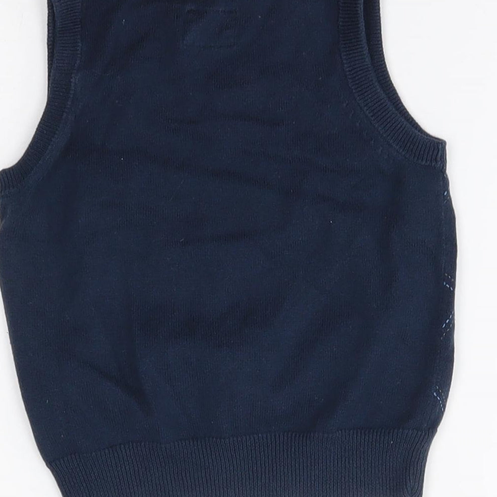 H&M Baby Blue Argyle/Diamond  Vest Jumper Size 12-18 Months