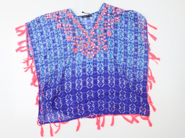 Boohoo Womens Blue Poncho Size 14