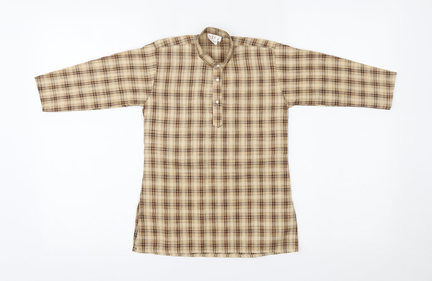 BTC Boys Beige Plaid   T-Shirt Size 2 Years