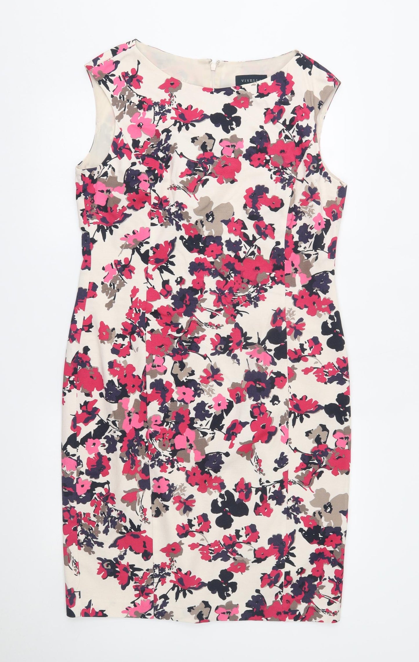 Viyella Womens Beige Floral  A-Line  Size 14