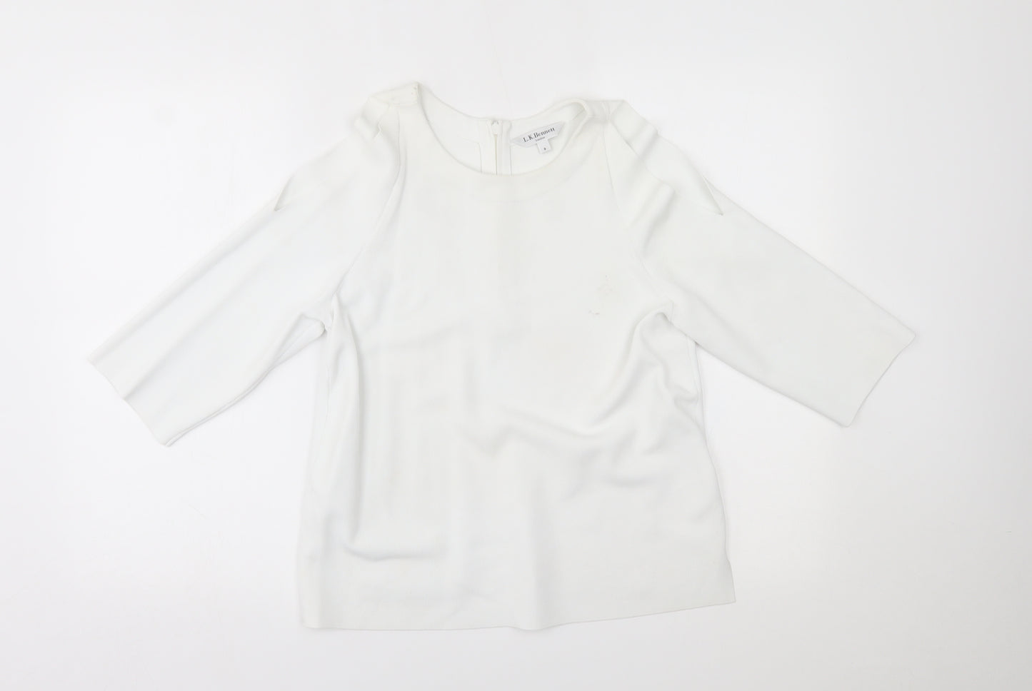 LK Bennet Womens White   Basic T-Shirt Size S  - shoulder slits
