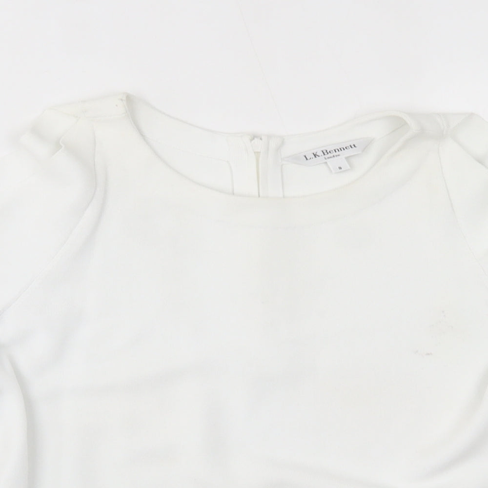 LK Bennet Womens White   Basic T-Shirt Size S  - shoulder slits