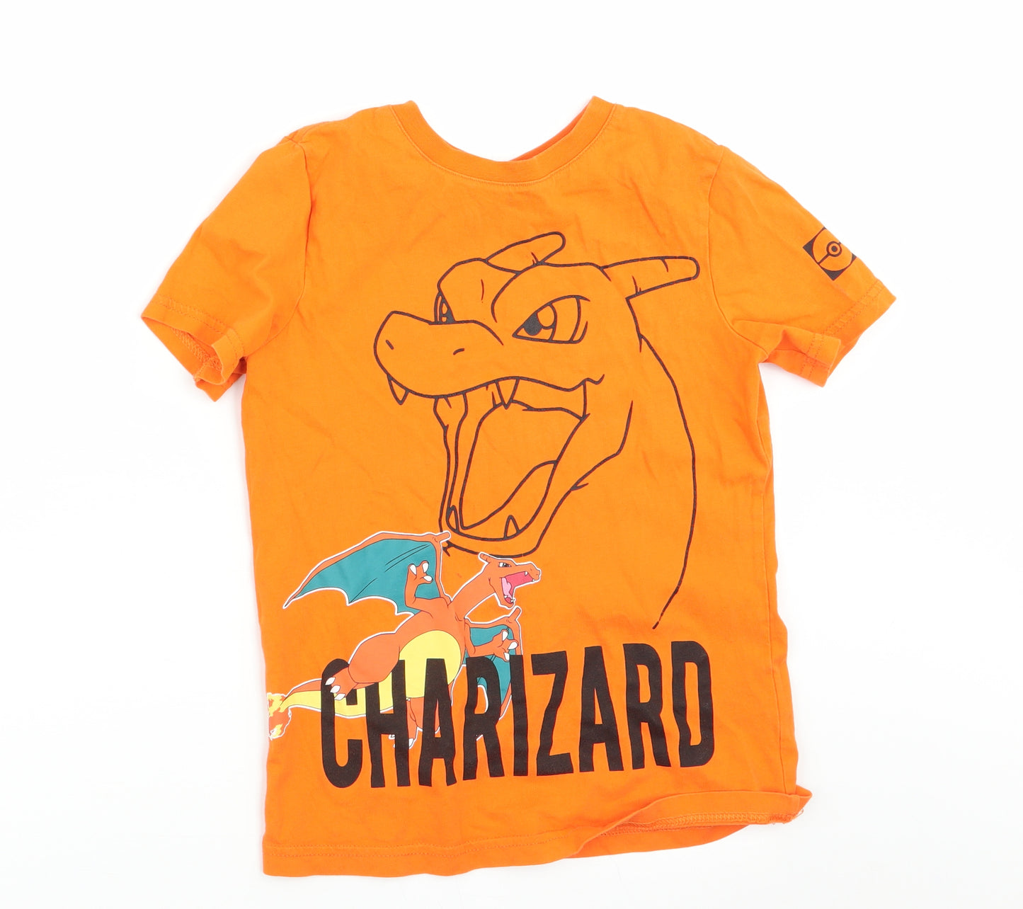 Pokemon Boys Orange Animal Print  Basic T-Shirt Size 6-7 Years  - Charizard