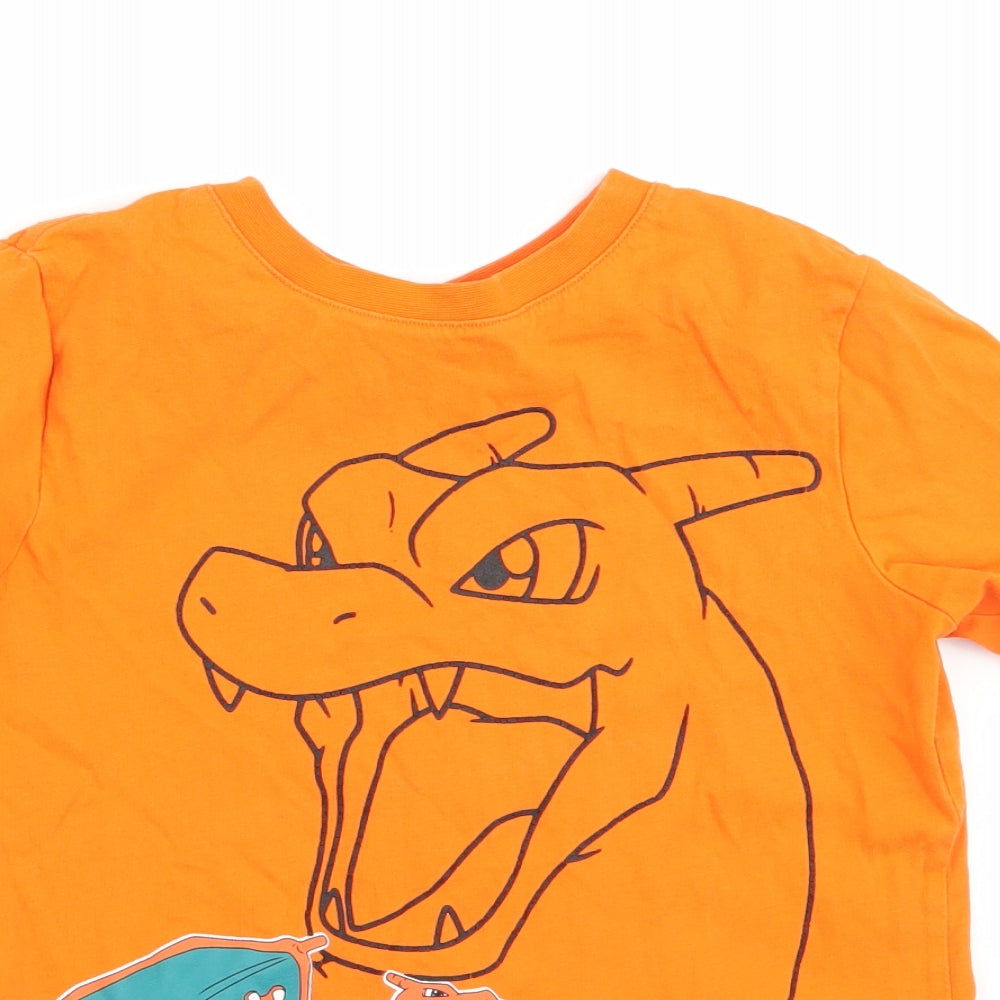 Pokemon Boys Orange Animal Print  Basic T-Shirt Size 6-7 Years  - Charizard