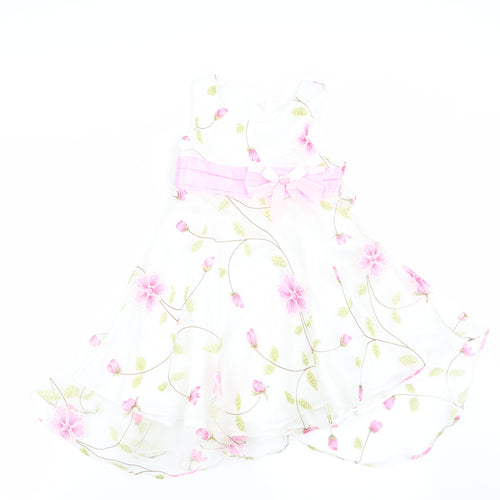 E'des Girls White Floral  Fit & Flare