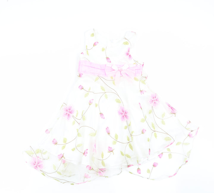 E'des Girls White Floral  Fit & Flare