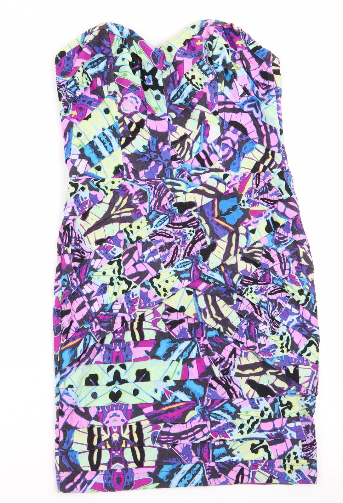 Lipsy Womens Purple Geometric  Bodycon  Size 12  - off the shoulder