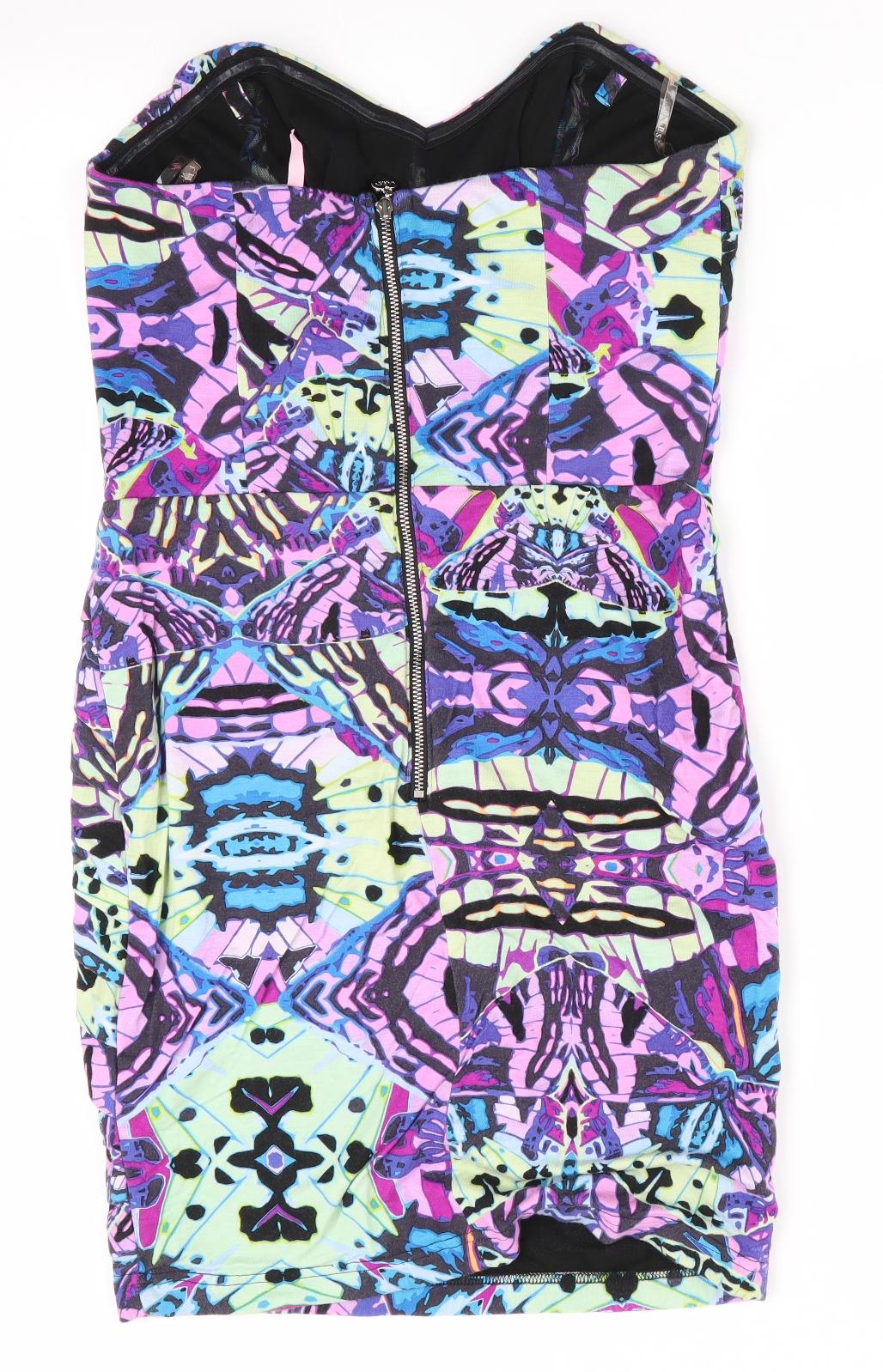 Lipsy Womens Purple Geometric  Bodycon  Size 12  - off the shoulder