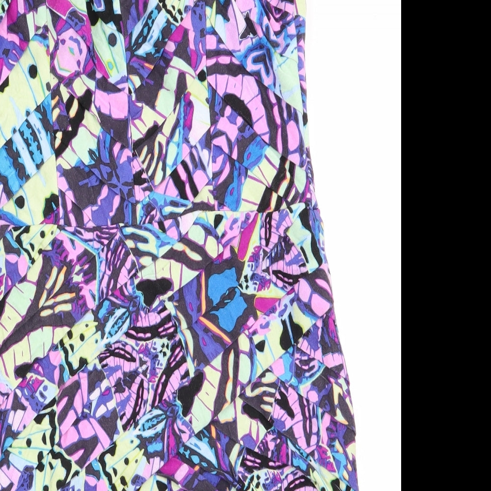 Lipsy Womens Purple Geometric  Bodycon  Size 12  - off the shoulder