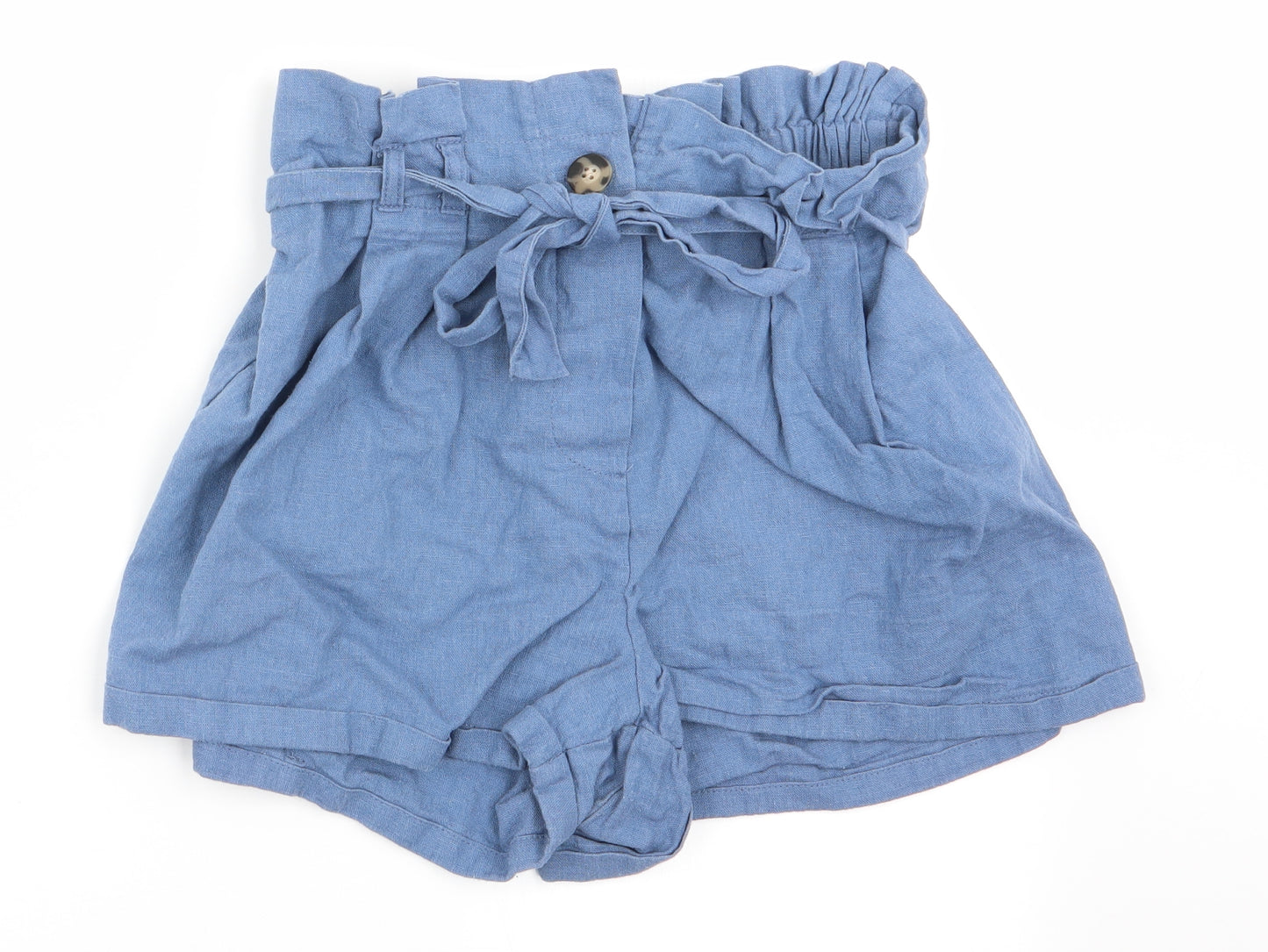 Primark Womens Blue   Paperbag Shorts Size 10 - Back Elastication