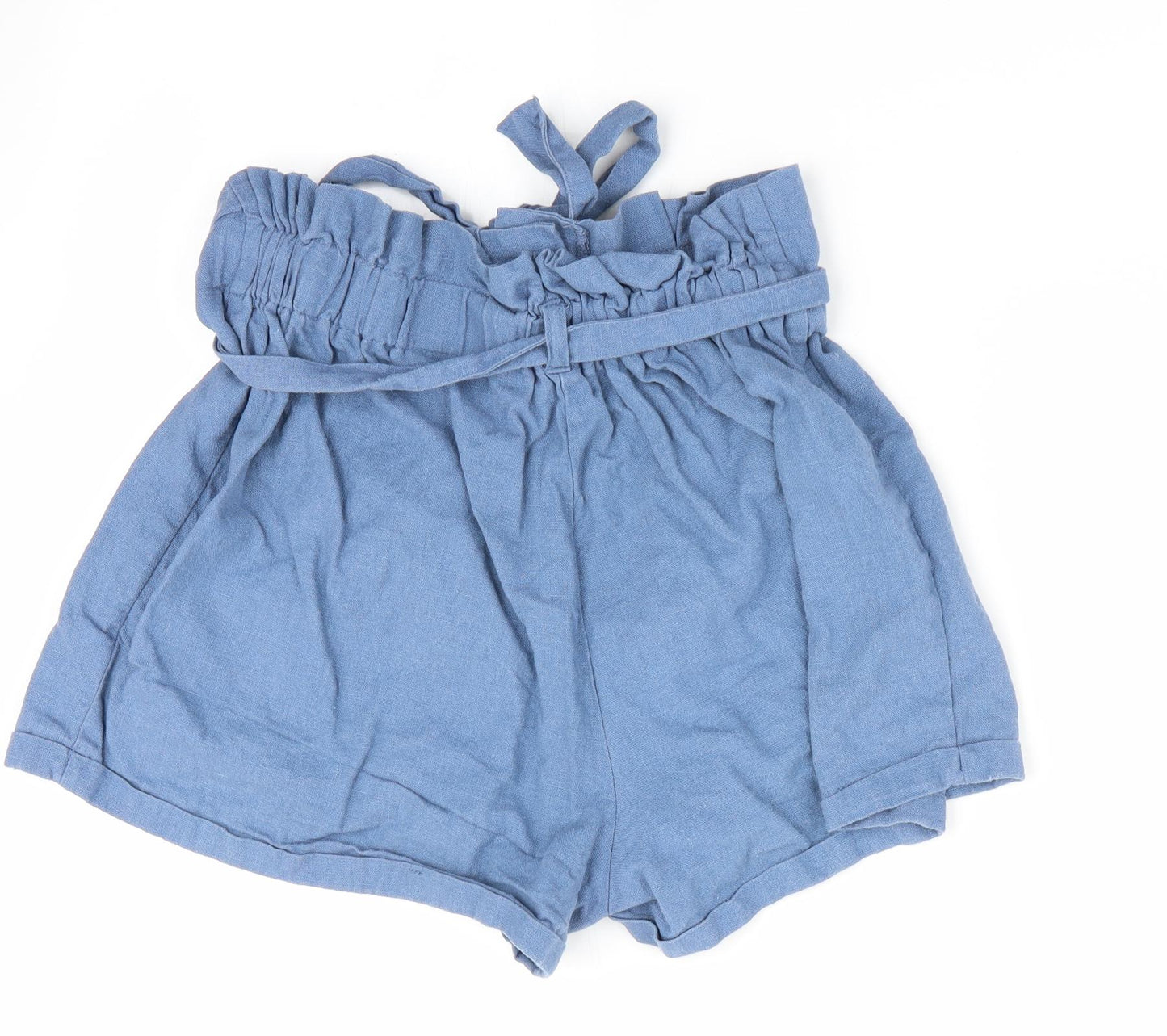 Primark Womens Blue   Paperbag Shorts Size 10 - Back Elastication