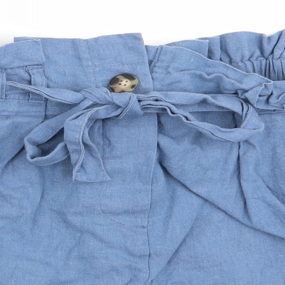 Primark Womens Blue   Paperbag Shorts Size 10 - Back Elastication