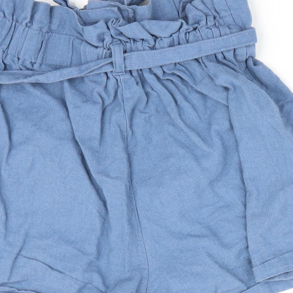 Primark Womens Blue   Paperbag Shorts Size 10 - Back Elastication