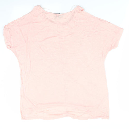 Atmosphere Womens Pink   Basic T-Shirt Size 10  - Peach Cut Out Shoulders Jewelled Neck