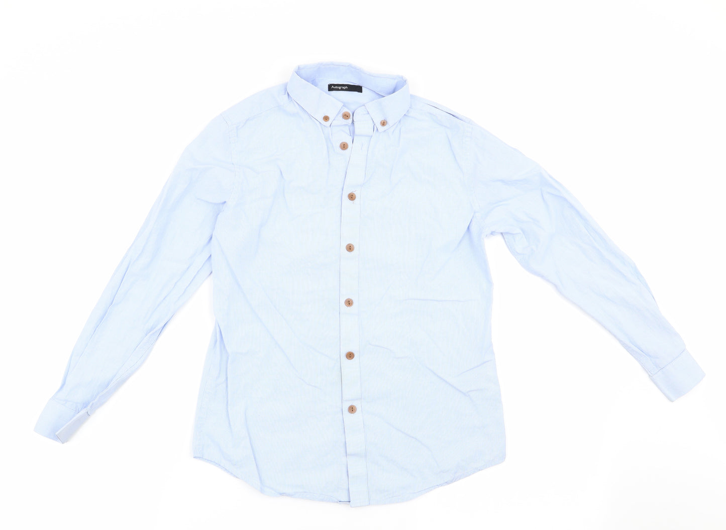 Autograph Boys Blue Striped  Basic Button-Up Size 11 Years