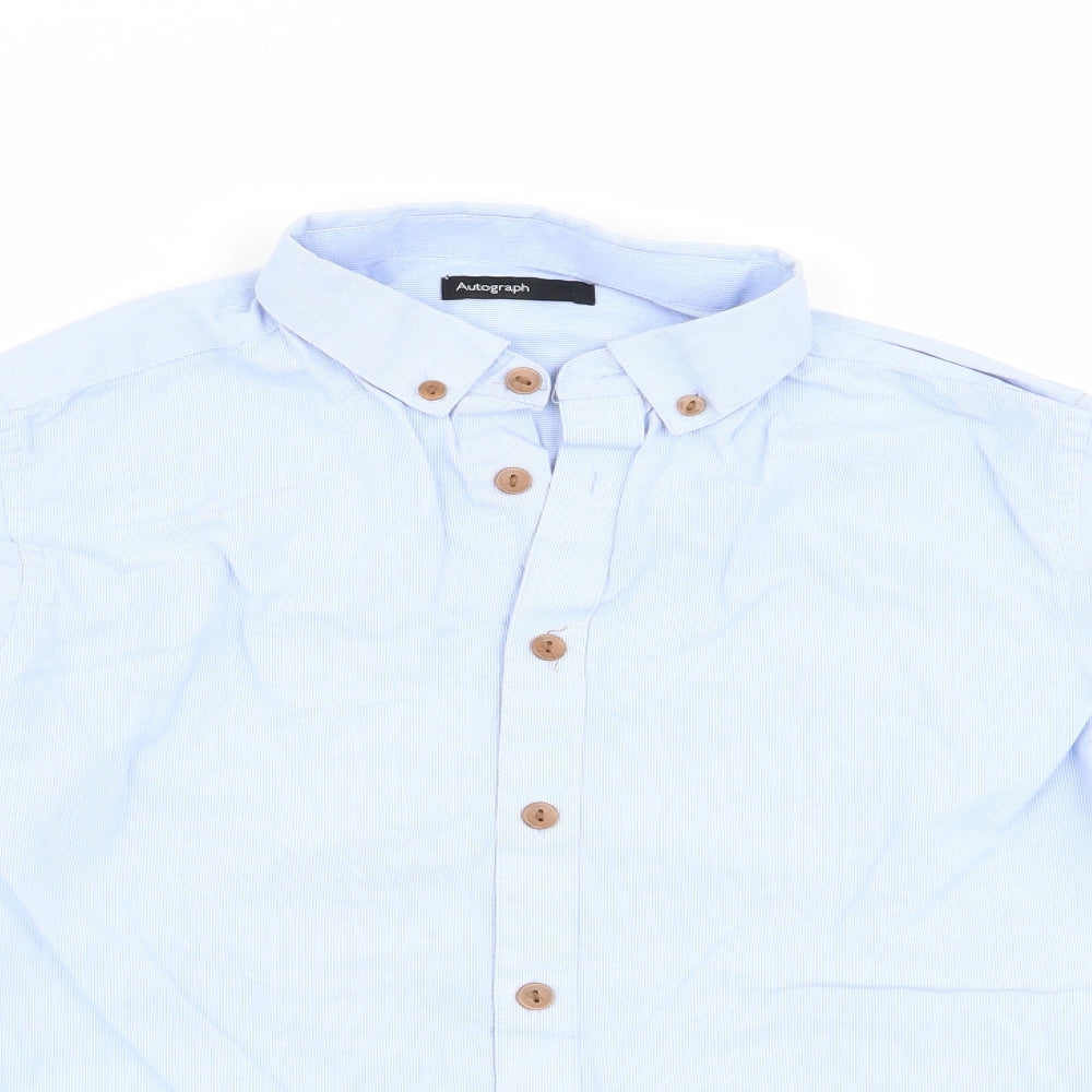 Autograph Boys Blue Striped  Basic Button-Up Size 11 Years