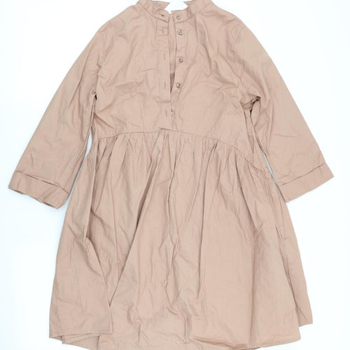 Primark Womens Brown   A-Line  Size 4  - Mandarin Collar