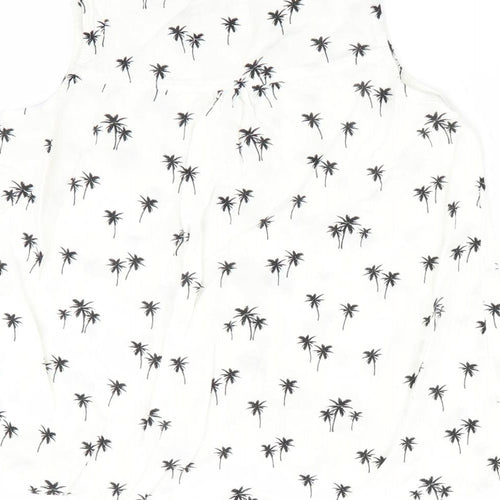 H&M Girls White Floral  Basic Blouse Size 11 Years  - Palm Tree Print