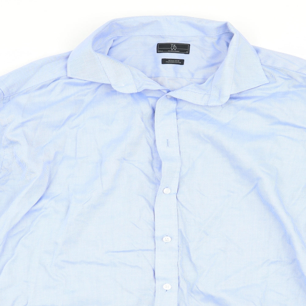 Taylor & Wright Mens Blue Striped   Dress Shirt Size 17