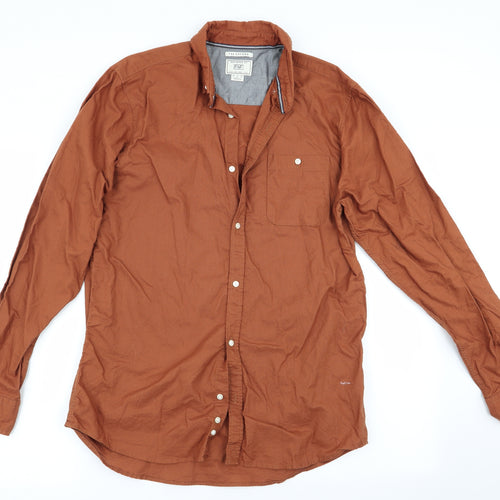 Florence and Fred Mens Brown    Button-Up Size M