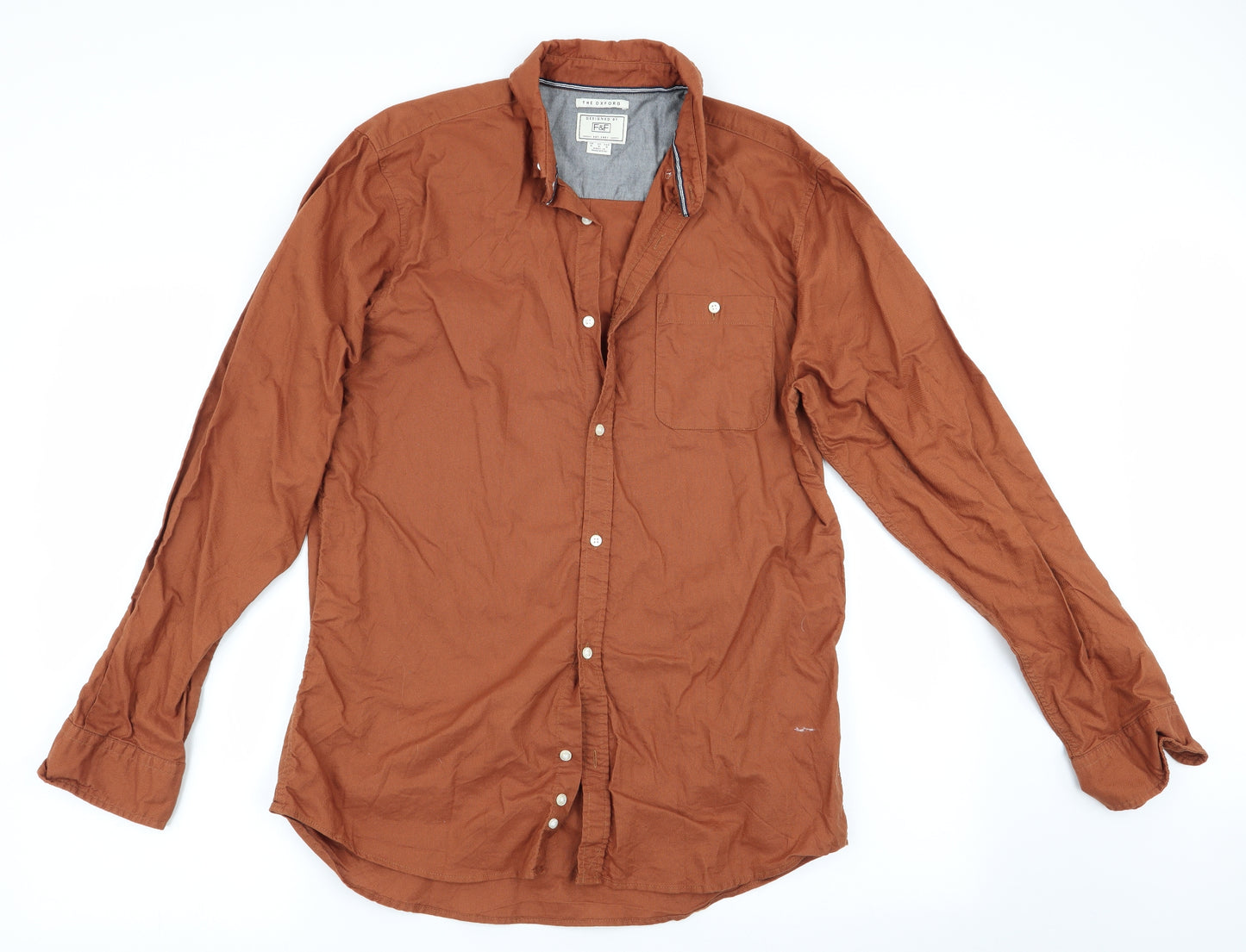 Florence and Fred Mens Brown    Button-Up Size M